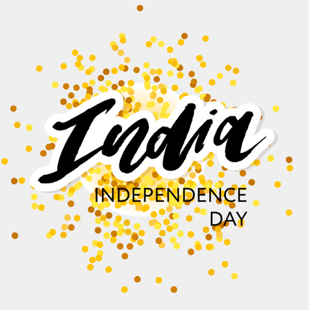 Día de la Independencia de la India 15 de agosto Caligrafía de letras  Ilustración