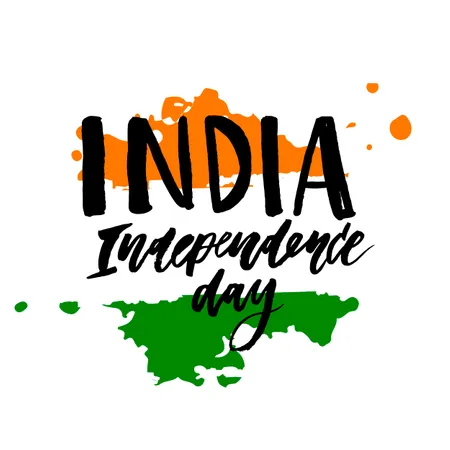 Día de la Independencia de la India 15 de agosto Caligrafía de letras  Ilustración