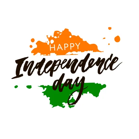 Día de la Independencia de la India 15 de agosto Caligrafía de letras  Ilustración