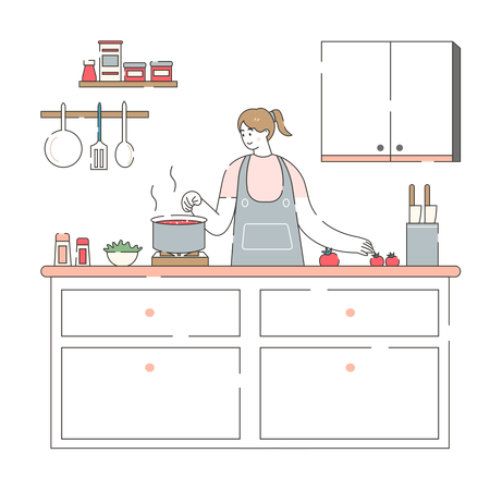 Cocina a base de plantas para el día de la madre  Ilustración