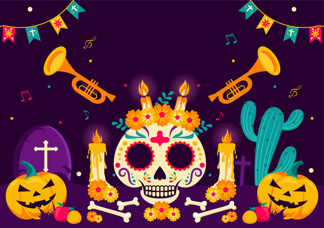 Dia De Los Muertos  Ilustración