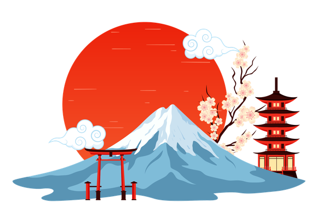 Día de montaña en Japón  Illustration