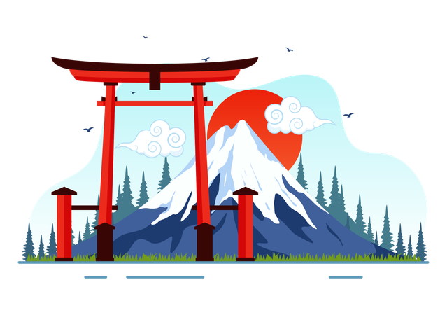 Día de montaña en Japón  Illustration