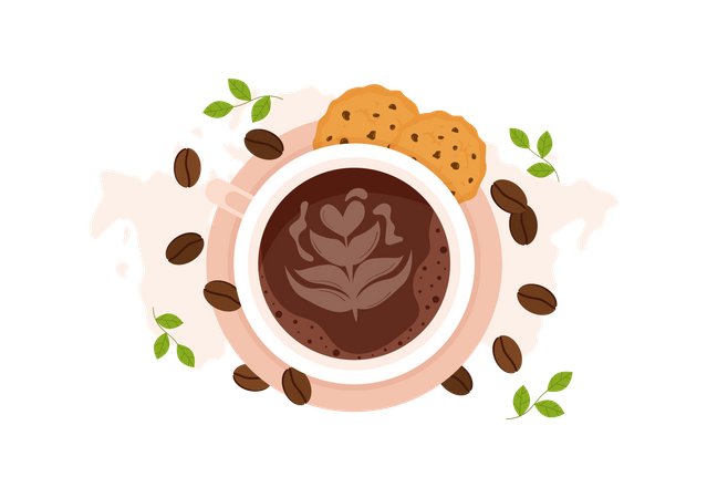 Dia del cafe  Ilustración
