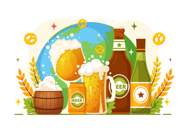 Dia internacional da cerveja  Ilustração