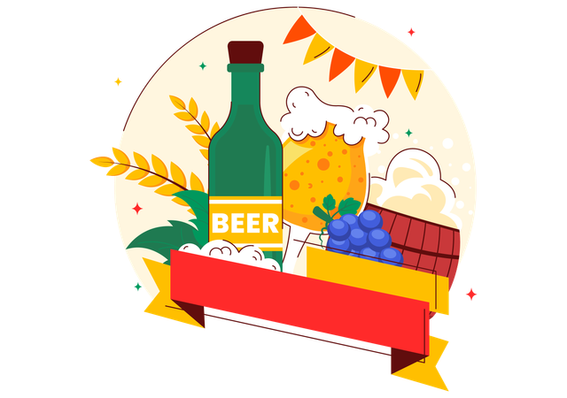 Dia internacional de la cerveza  Ilustración