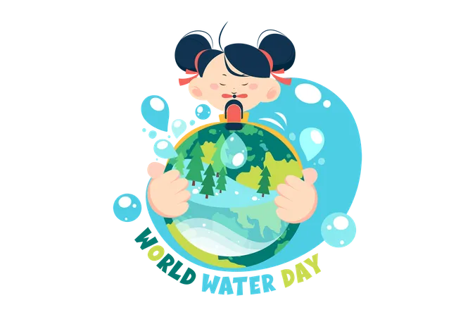 Conceito De Ilustracao Do Dia Mundial Da Agua Em Fundo Branco Ilustração