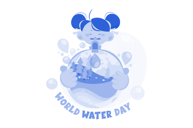 Conceito De Ilustracao Do Dia Mundial Da Agua Em Fundo Branco Ilustração