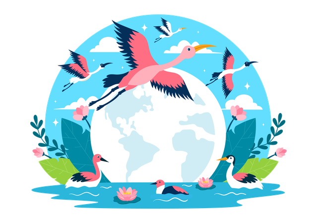 Dia mundial das aves migratórias  Ilustração