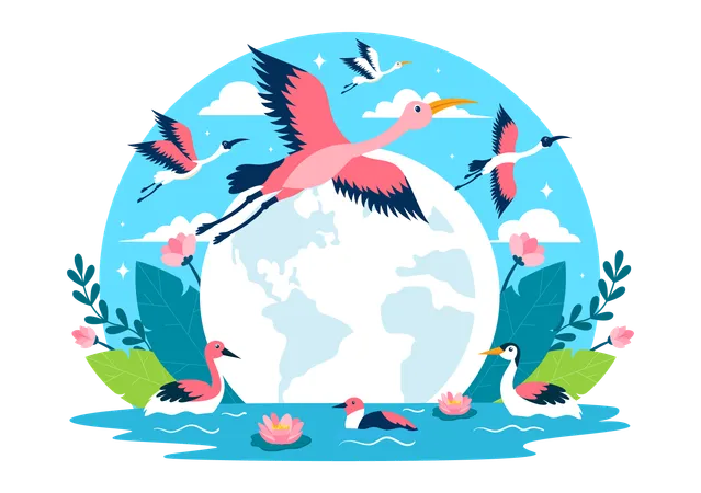 Dia mundial das aves migratórias  Ilustração