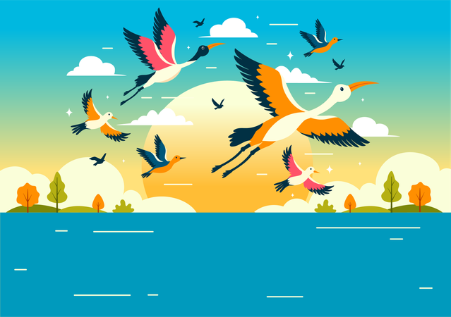 Dia mundial das aves migratórias  Ilustração