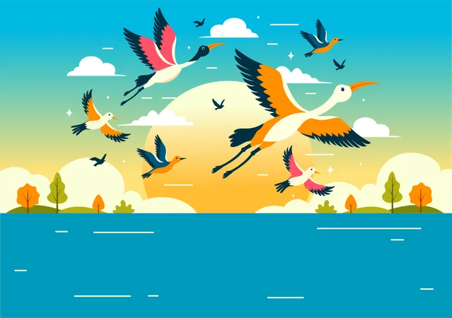 Dia mundial das aves migratórias  Ilustração