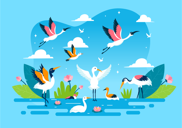 Dia mundial das aves migratórias  Ilustração