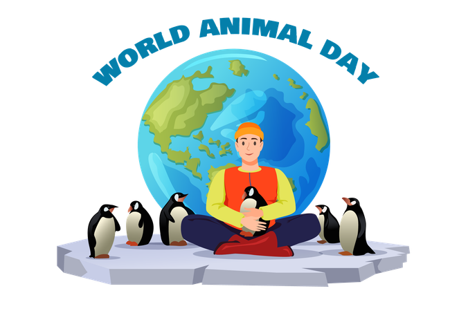 Día mundial de los animales el 4 de octubre.  Ilustración