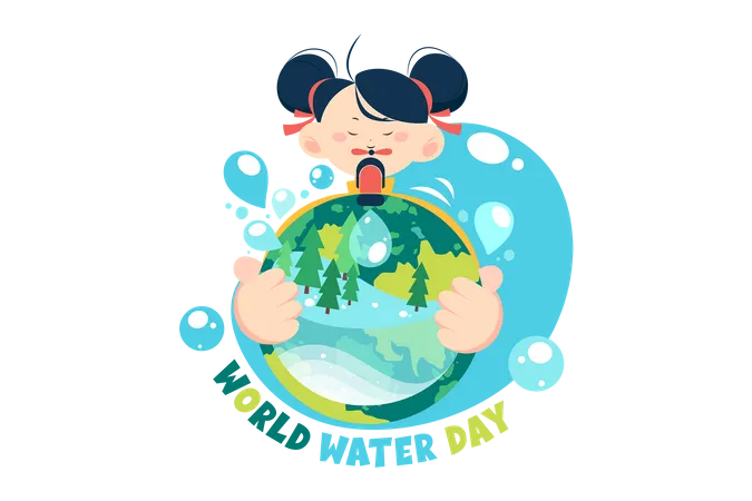 Concepto De Ilustracion Del Dia Mundial Del Agua Sobre Fondo Blanco Ilustración