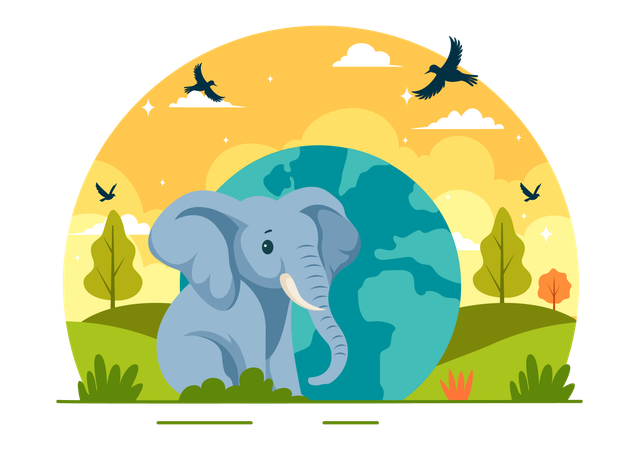 Día Mundial del Elefante  Ilustración