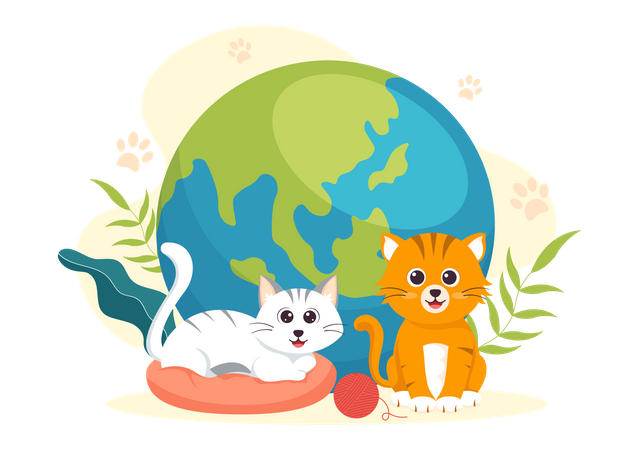 Dia mundial del gato  Ilustración