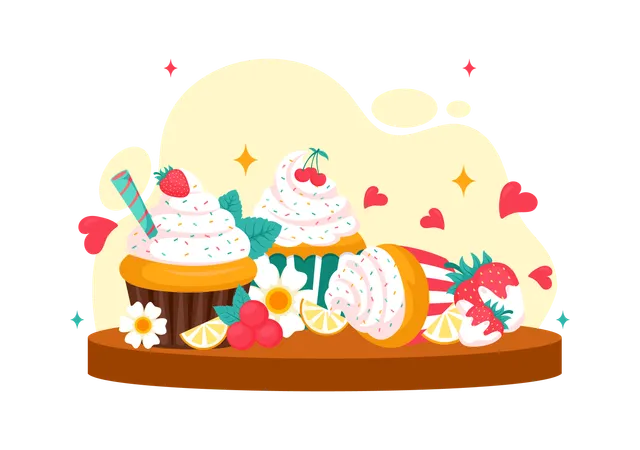 Día Nacional del Cupcake de Vainilla  Ilustración