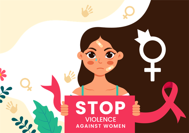 Día Internacional de la Eliminación de la Violencia contra la Mujer  Ilustración