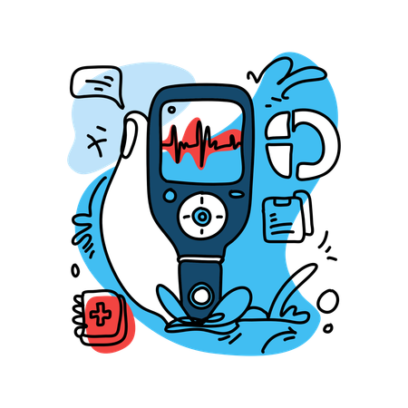 Diabetes checkup using glucose meter Illustration