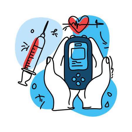 Diabetes measure using glucose meter  Illustration