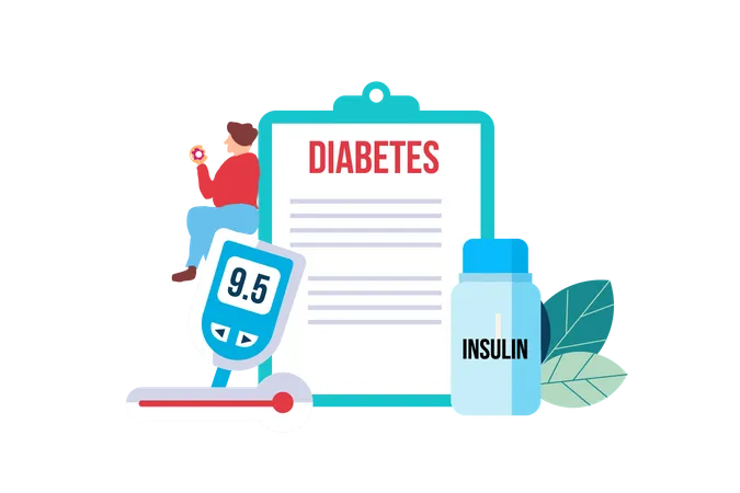 Diabetes patient concept with tiny people character  Illustration