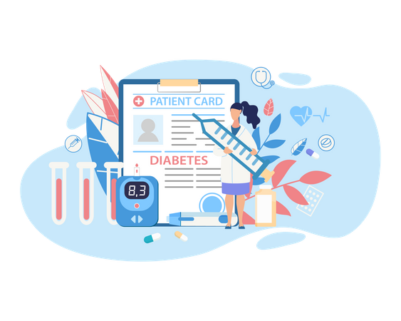 Diabetes Patient Report Card  Illustration