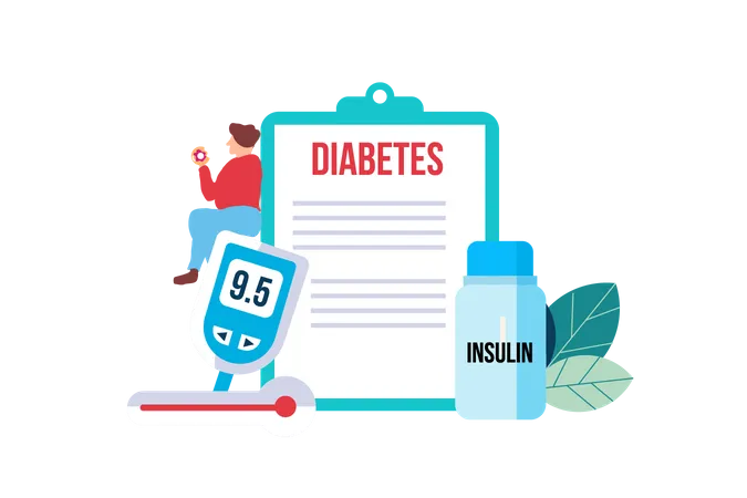 Diabetes-Patientenkonzept mit winzigen Menschen  Illustration