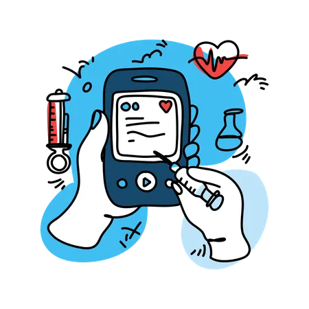 Diabetic patient checking sugar level  Illustration