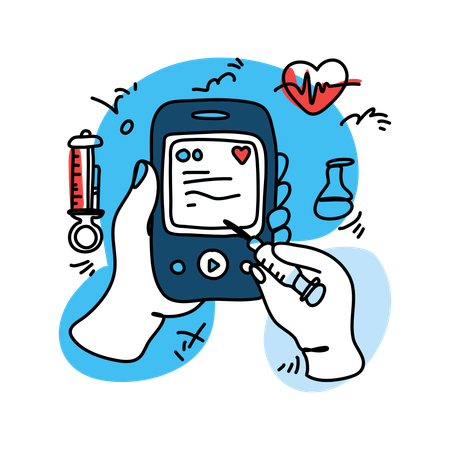 Diabetic patient checking sugar level  Illustration