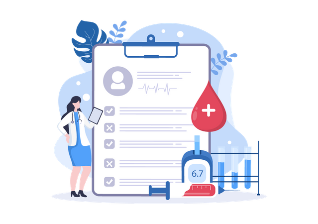 Diabetic patient report card  Illustration