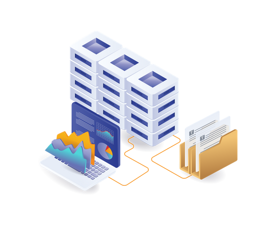 Diagnostic analysis of hosting business data servers  Illustration