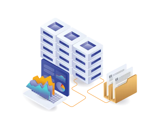 Diagnostic analysis of hosting business data servers  Illustration