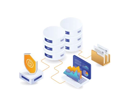 Diagnostic analyst server database security cycle  Illustration