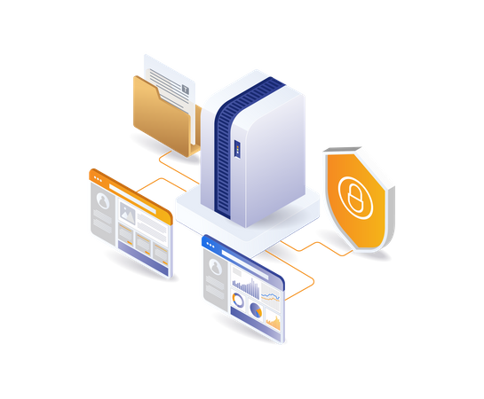 Diagnostic analytical center data network security  Illustration