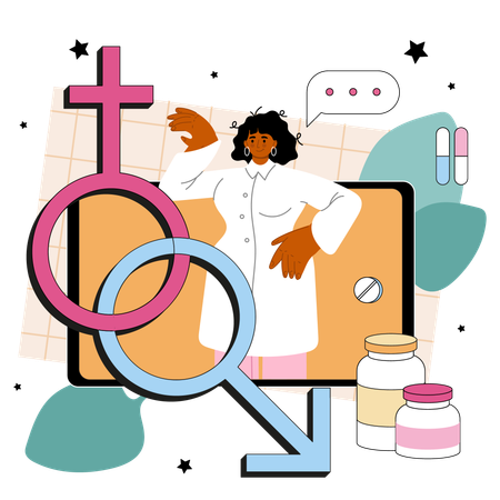 Diagnóstico de dermatologia e doenças sexualmente transmissíveis  Ilustração