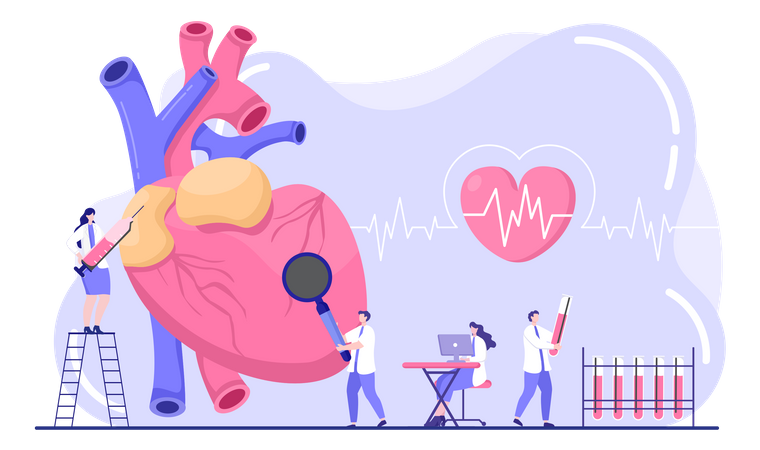 Diagnóstico médico enfermedad cardíaca  Ilustración