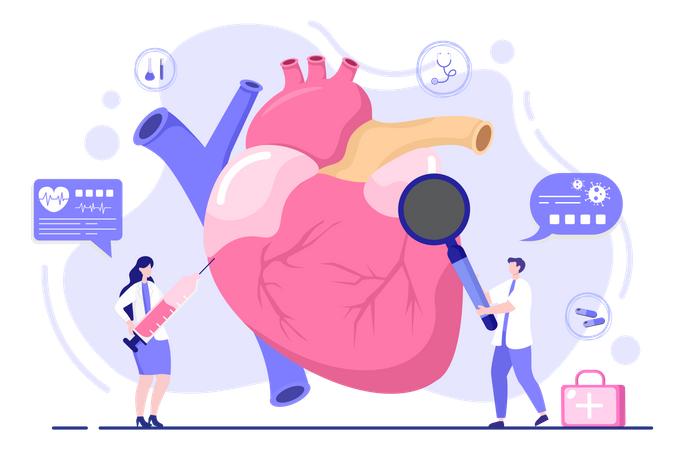 Diagnóstico médico enfermedad cardíaca  Ilustración