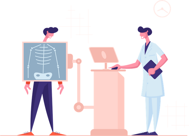Diagnóstico médico por rayos X Huesos Chequeo del esqueleto  Ilustración