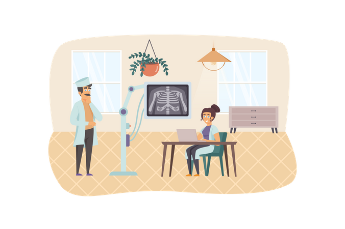 Diagnóstico médico por rayos X.  Ilustración