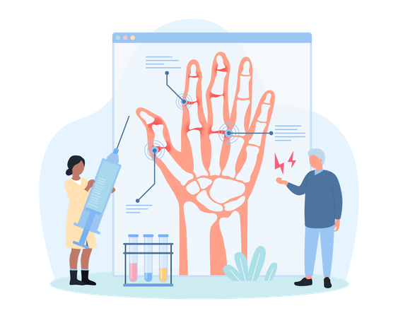 Diagnóstico y tratamiento de la artritis.  Ilustración