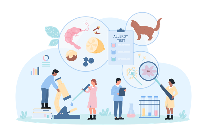 Diagnostics of allergy by test  Illustration