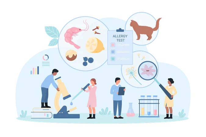 Diagnostics of allergy by test  Illustration