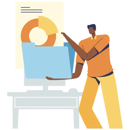 Discusión sobre el diagrama circular de negocios  Ilustración