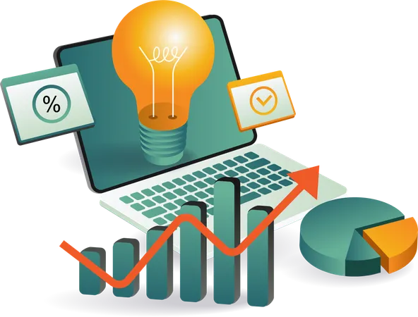 Diagrama de análisis e idea de crecimiento empresarial  Ilustración