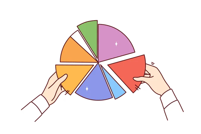 Mãos segurando um diagrama financeiro  Ilustração