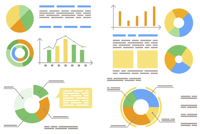 Diagramas e gráficos em quadros de dados  Ilustração