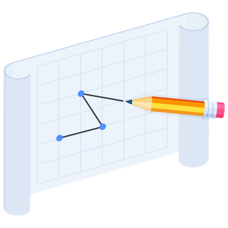 Graphenzeichnen mit Bleistift auf Blaupause  Illustration