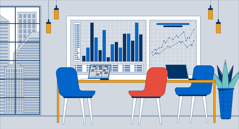 Diagramm Whiteboard Konferenzraum leer  Illustration