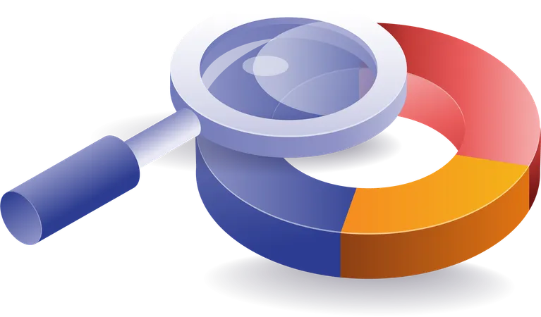 Diagramme à secteurs avec loupe  Illustration